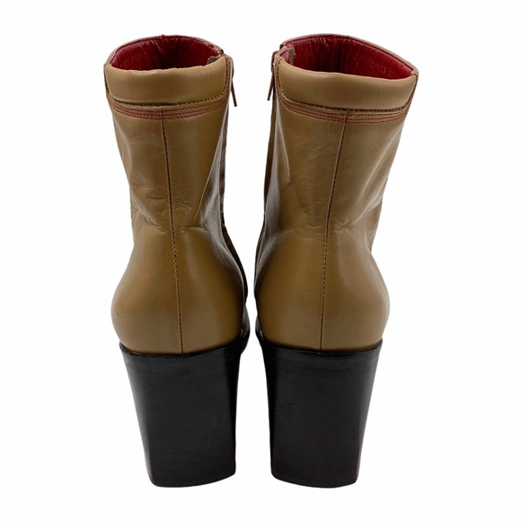 Rockport Tan Leather Square Toe Block Heel Boots - Picture 4 of 8